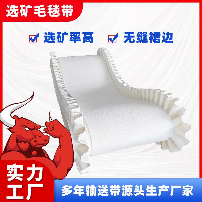 选矿毛毯带 选钨选锡硫铁选金针刺羊毛无缝裙边毛毯机输送带厂家