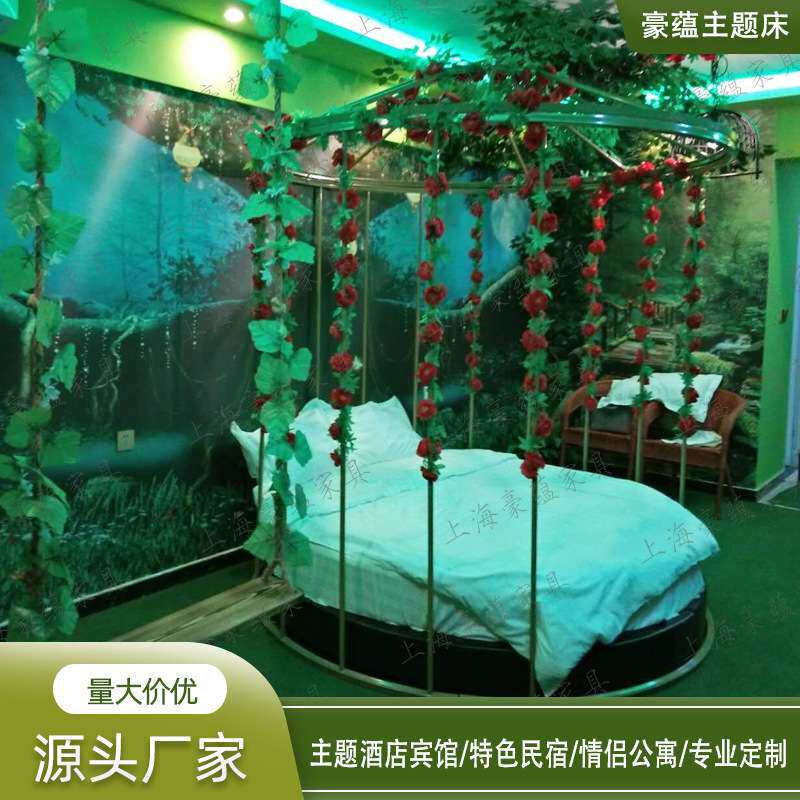 特色酒店笼子床囚笼主题床民宿情侣圆床酒店圆床 智能电动床垫
