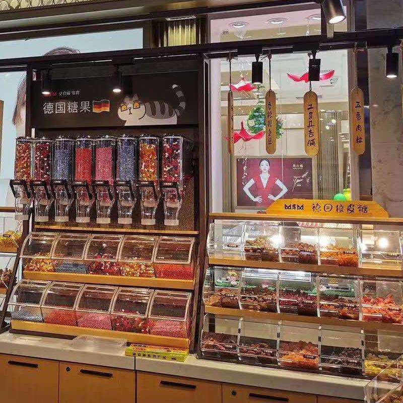 商超陈列盒超市透明坚果炒货盒糖果展示盒重力盒麦片机谷物分配器