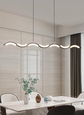 餐厅吊灯饭厅简约现代吧台餐桌个性茶室极简创意艺术长条led灯具