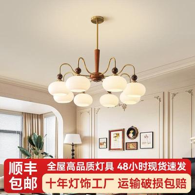 法式复古客厅吊灯2025年新款自建房别墅大厅主灯创意柿子中古吊灯