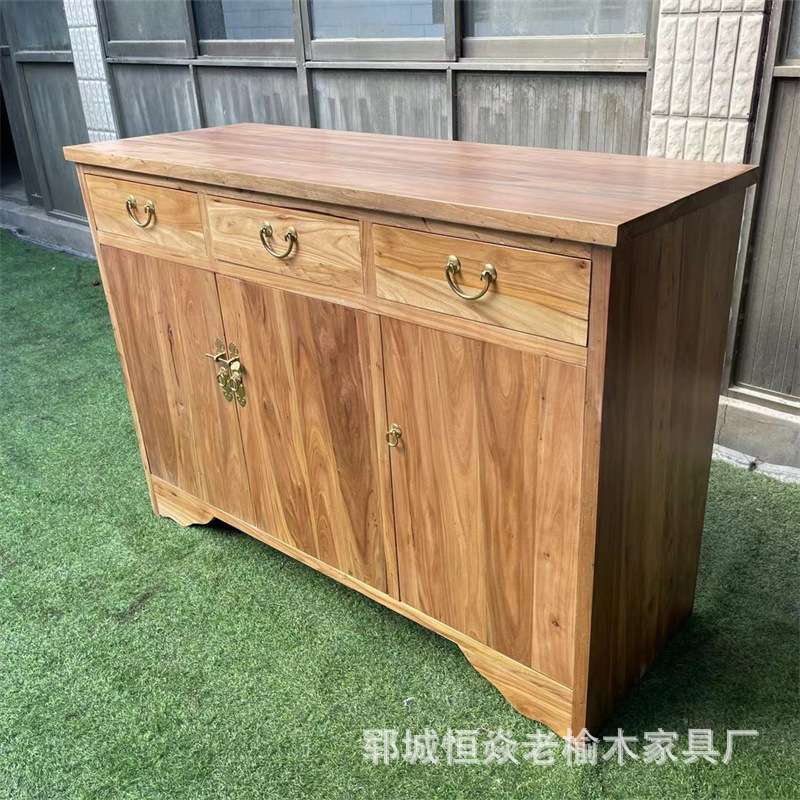老榆木边柜整装榆木家具双门置物柜新中式储物收纳柜玄关靠墙柜