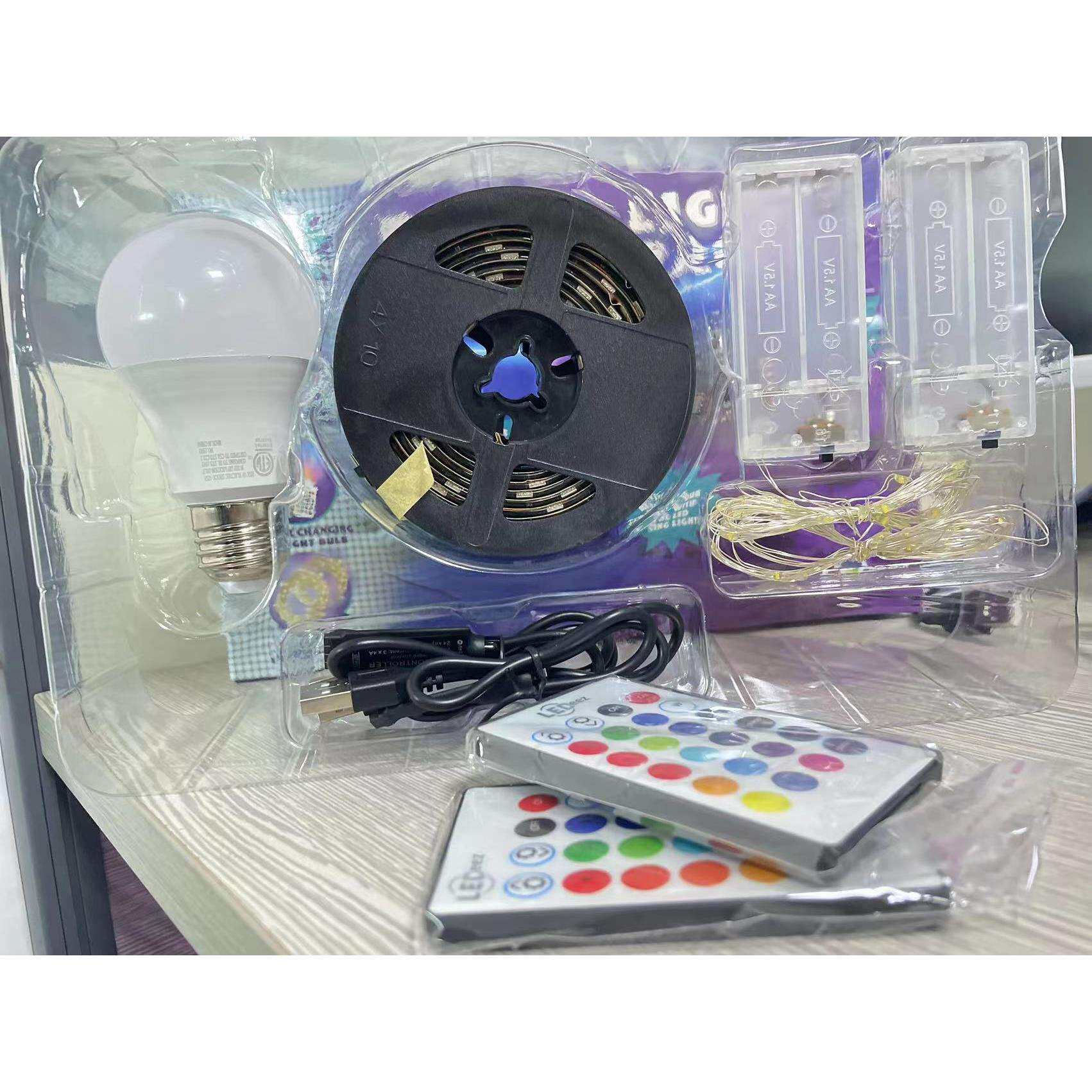 RGB5050三合一套装幻彩灯泡LED灯带铜线灯节日电脑桌背景氛围灯