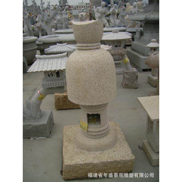 石雕落地灯石材工艺品摆件 园林镂空石雕灯笼 惠安工厂