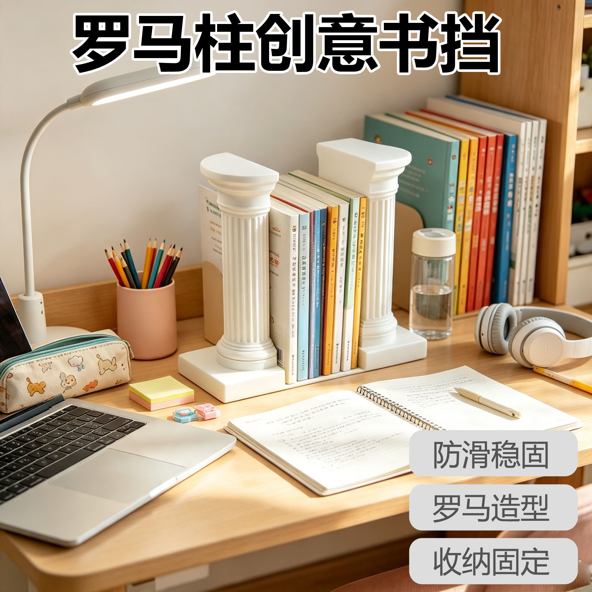 罗马柱创意书挡桌面防滑书立