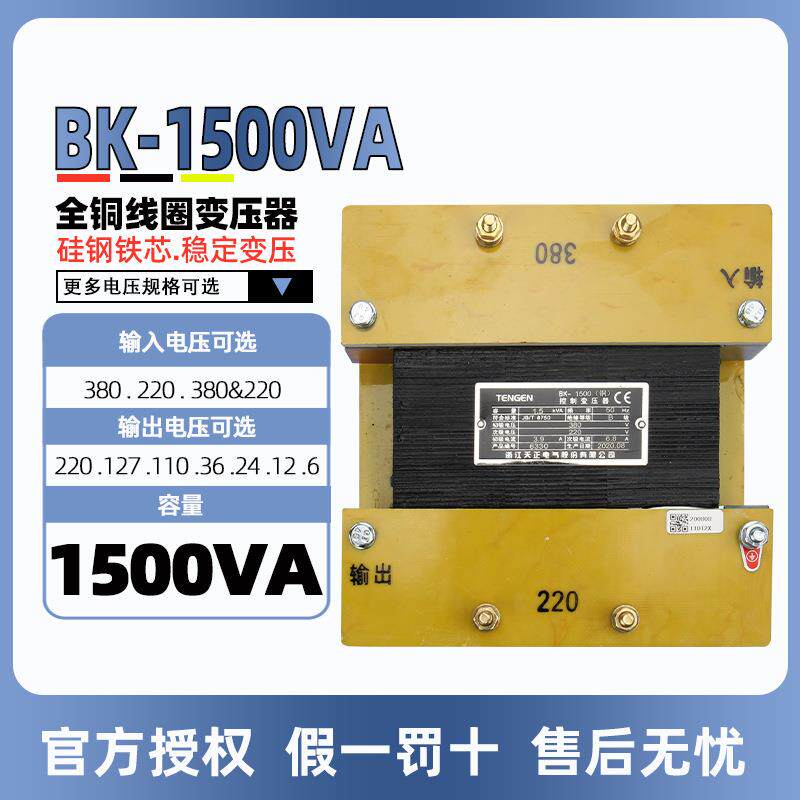 天正BK-1500VA(铜)控制变压器交流380220转220V110V36V24V12V6V