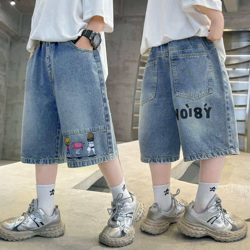 男童牛仔短裤夏季薄款2026新款中大童夏装男孩中裤儿童七分裤子潮