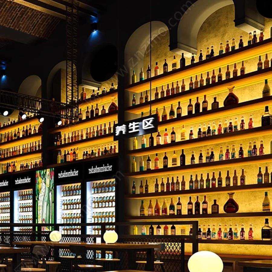 一字型吧台酒架置物架墙上架子工业风挂墙简易实木商用红酒架壁挂