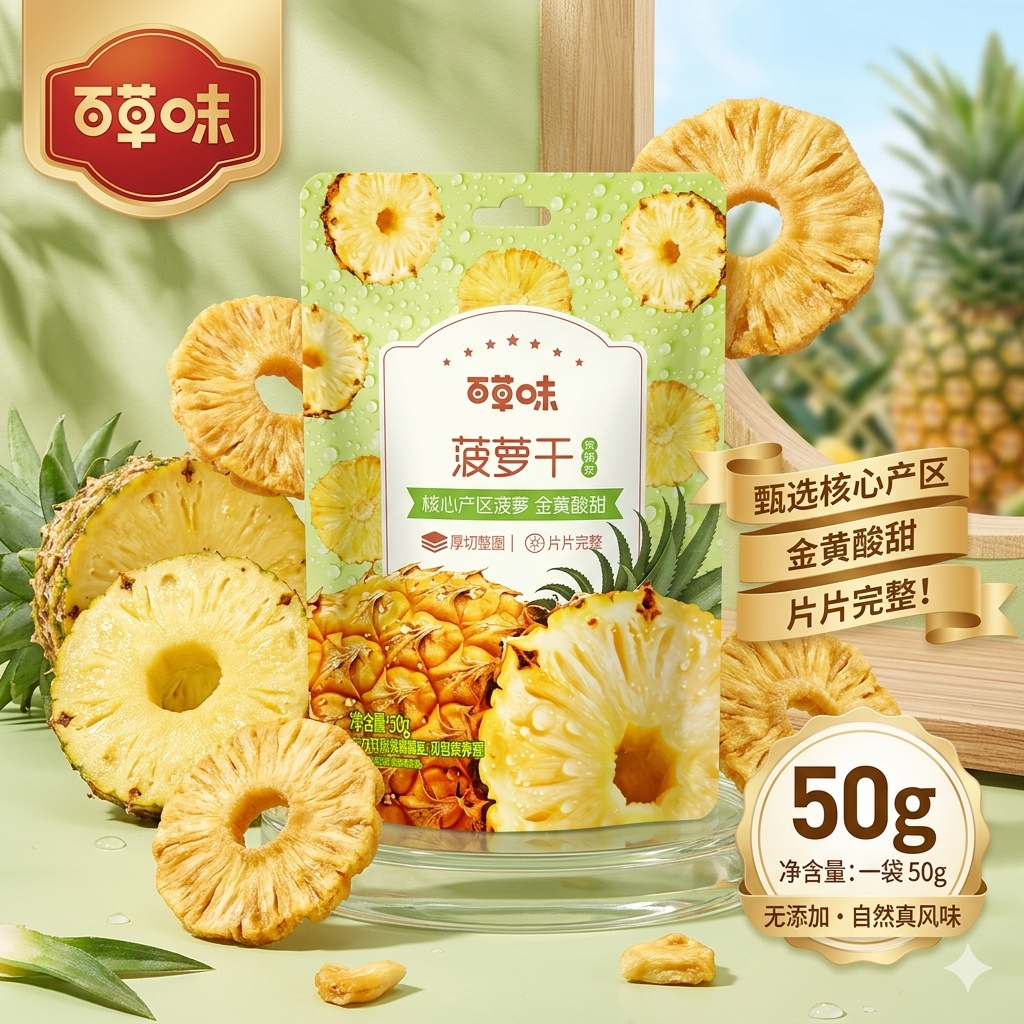 百草味菠萝干50g&times;5袋金钻凤梨菠萝休闲蜜饯零食