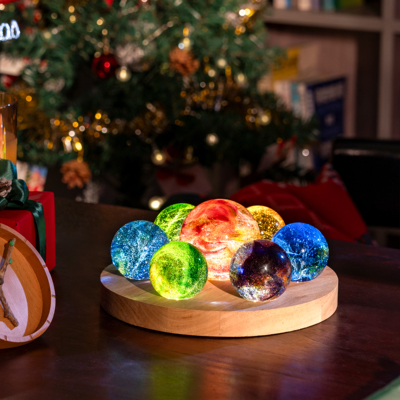 七彩琉璃水晶球龙转七星摆件客厅