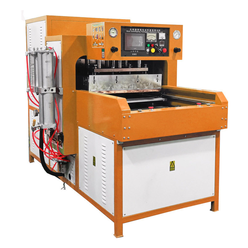 电动车头盔内衬高频热压机 高周波海绵压花同步熔断机 15KW高频机