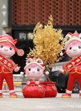 新年生肖马雕塑玻璃钢室外商场广场创意动物吉祥物美陈装饰品摆件