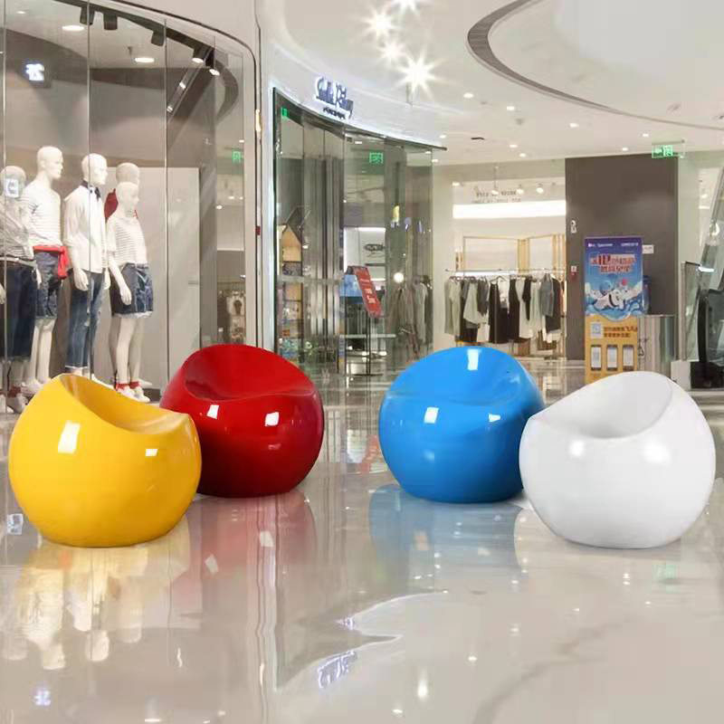 室内玻璃钢球形坐凳售楼部会所休息区等候休闲椅定制创意休闲椅