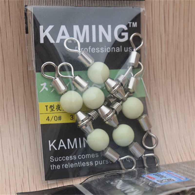 KAMING 夜光T型转环海钓船钓串钩连接器钓组配件不锈钢三叉转环
