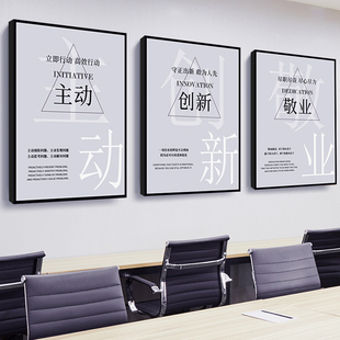 办公室企业文化墙装 公司激励志标语挂图 饰挂画件会议室会必议竖版