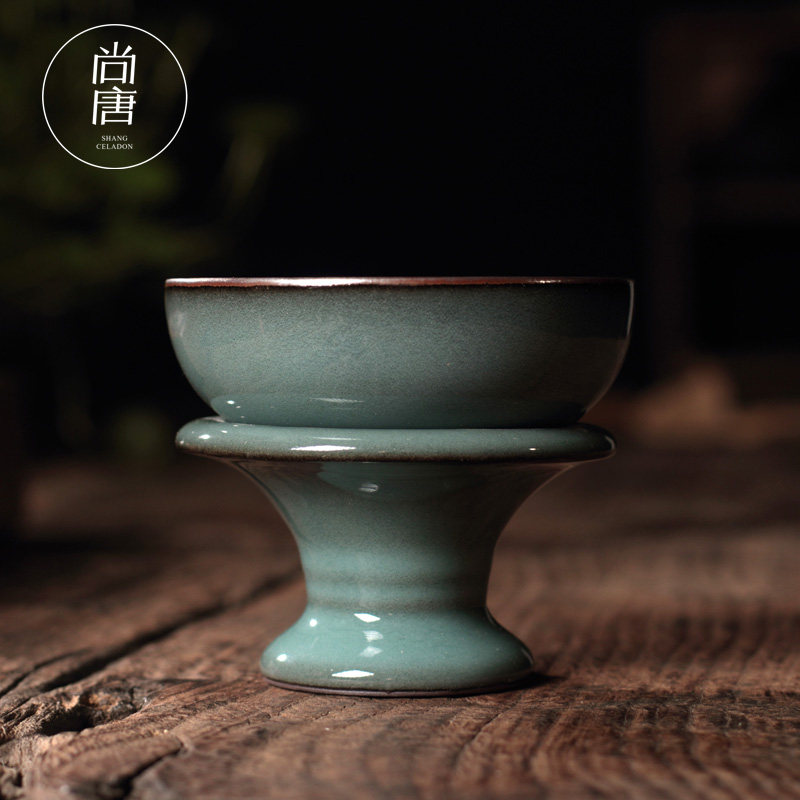 尚唐龙泉青瓷茶滤手工铁胎茶漏复古功夫茶具滤茶器陶瓷过滤网茶隔