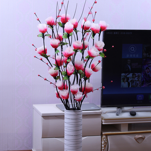 客厅装 饰仿真花郁金香叶脉干花插花新婚房卧室落地假花绢花永生花