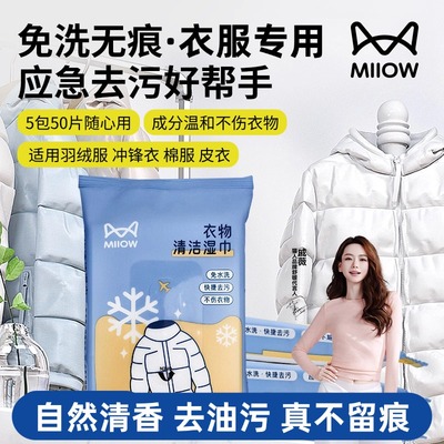 猫人羽绒服免水洗清洁湿巾强力去污冲锋衣棉服皮衣干洗衣服清洁剂