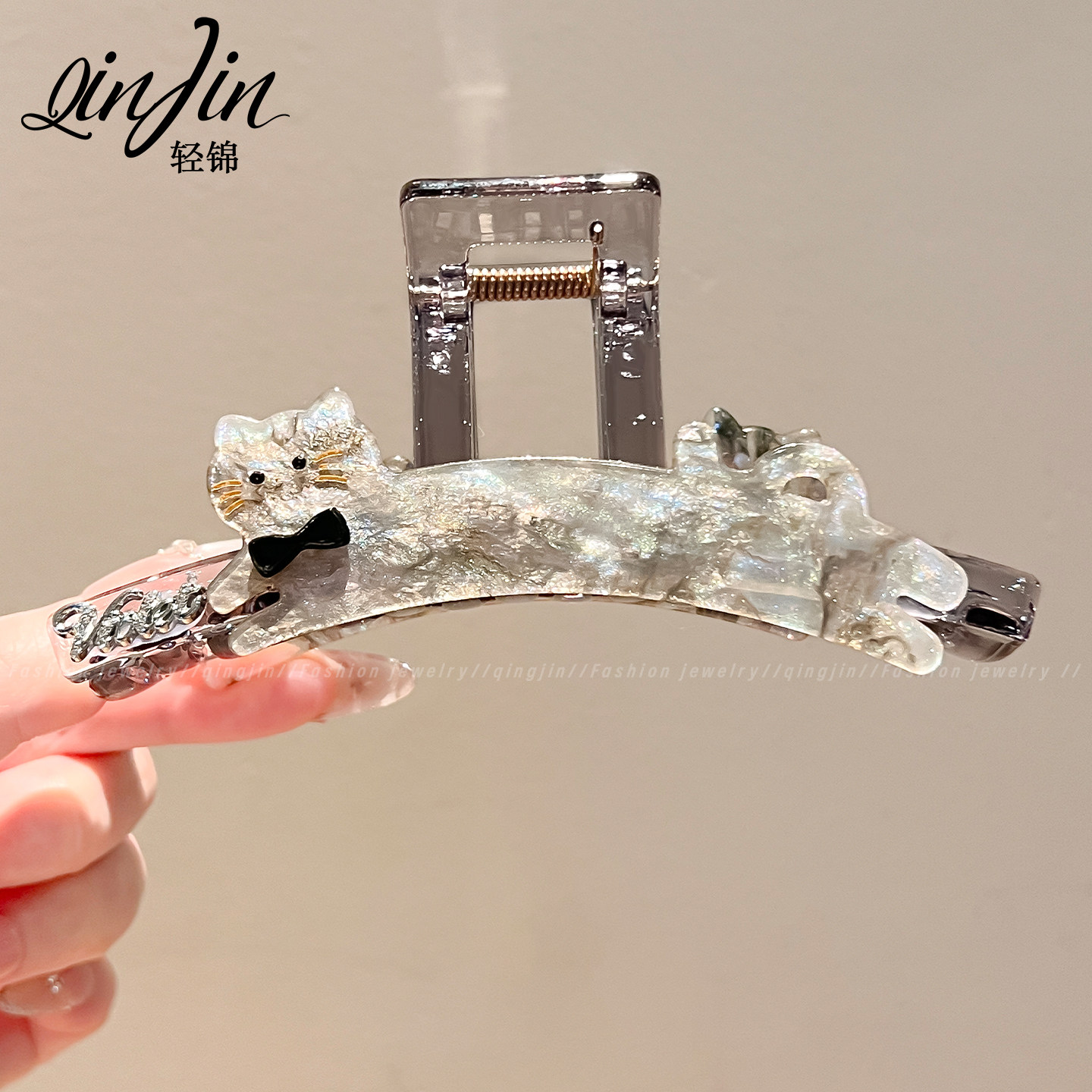 韩版猫咪醋酸大号鲨鱼夹