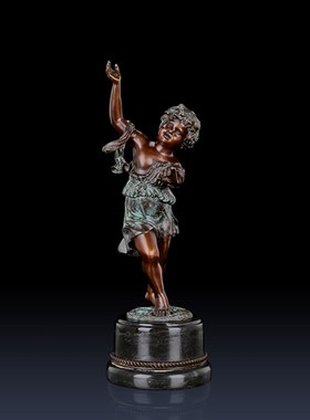 铜雕塑小男孩EP005005S欧式人物工艺礼品摆饰客厅书房玄关家居桌