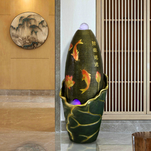 创意假山流水喷泉水晶球转运球摆件客厅室内招财蛋水景观装饰礼品