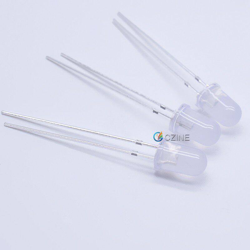 f5雾状5mm白灯暖白发红黄蓝绿光蓝指示灯散光3v直插式led灯珠