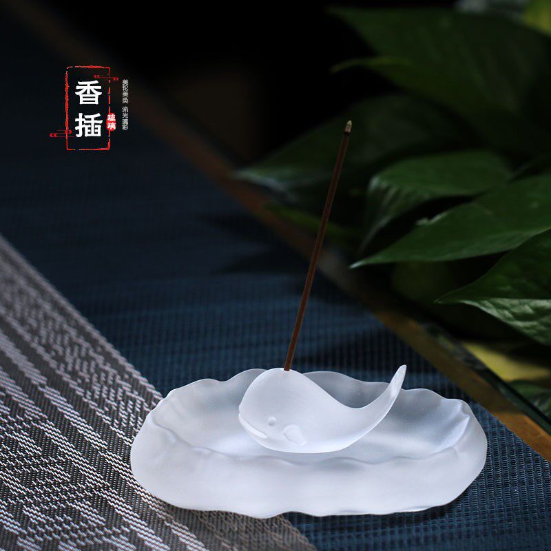 鲸鱼小茶宠琉璃香插摆件客厅茶室办公熏香线香香器茶具配件用品