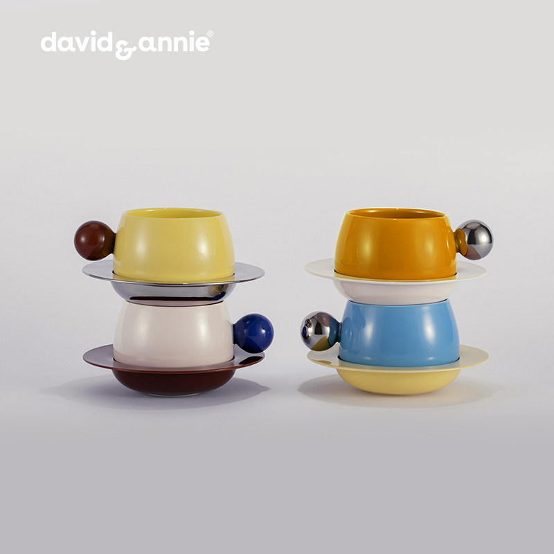 davidannie创意悬浮咖啡杯碟套装高档精致设计陶瓷咖啡杯高级杯子