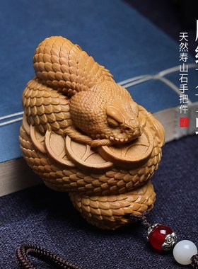 寿山石腰缠万贯手把件随身文玩创意客厅家居桌面摆件装饰品送朋友