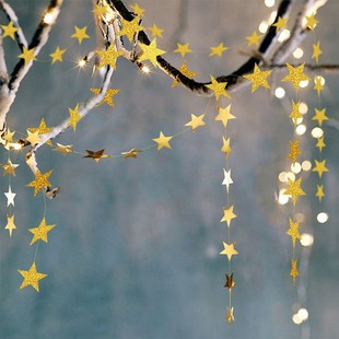 幼儿园走廊装饰闪粉镜面星星拉花套装教室环创材料创意空中吊饰