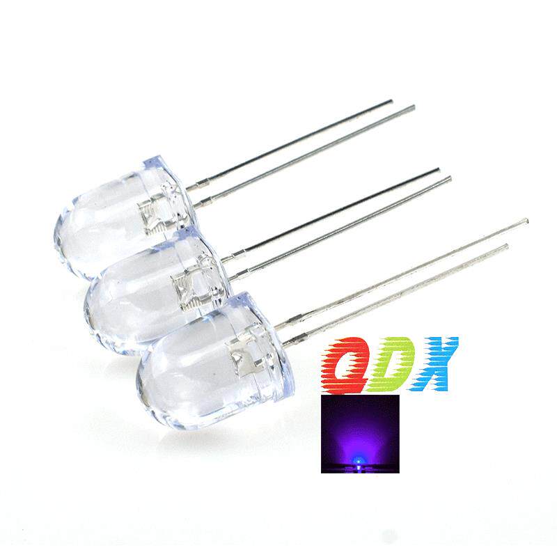 10mm白发紫 圆头 F10紫灯 紫光长脚 395nm 验钞固化灭蚊LED紫外灯