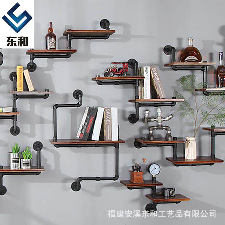 美式工业风墙上水管花架置物架 loft复古酒吧咖啡厅墙壁墙面书架