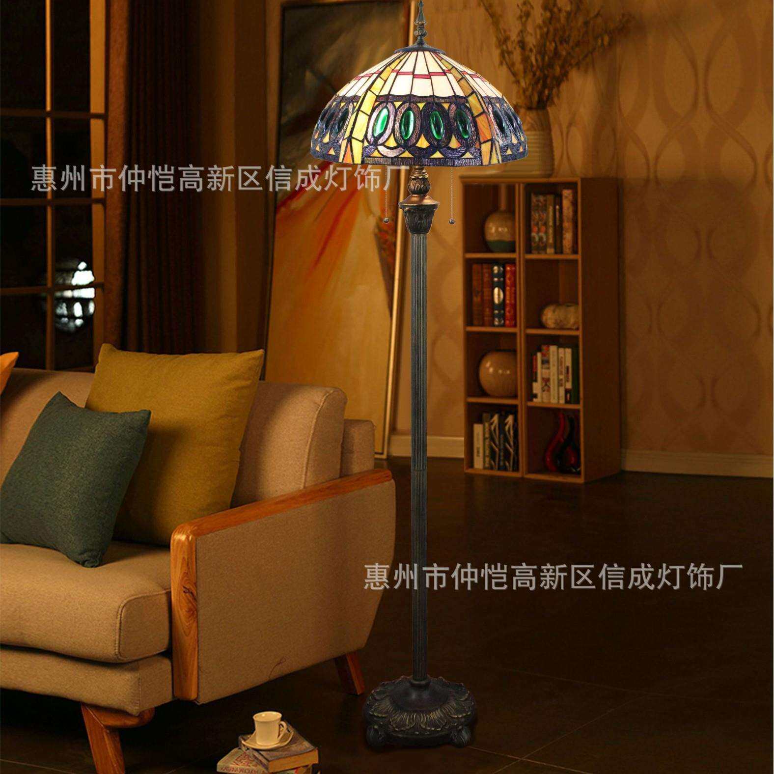 蒂凡尼欧式复古宫廷绿色珠子灯酒吧咖啡餐厅卧室站立灯别墅落地灯