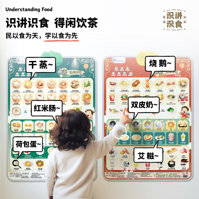 儿童中英粤语有声早教挂图宝宝启蒙认知墙贴幼儿益智玩具繁体粤语