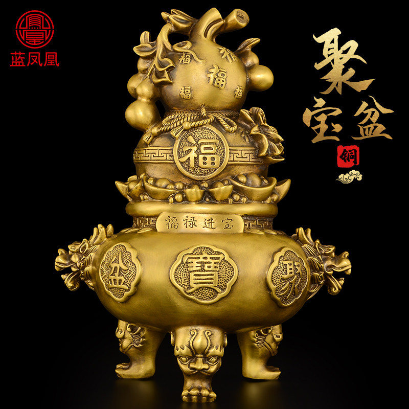 铜葫芦中铜五福临关福禄葫芦摆件工艺品纯式客厅玄门办公室装饰品