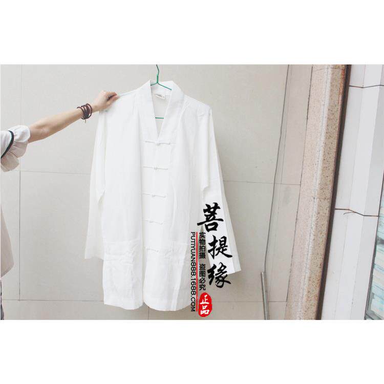 厂家直销 正觉 棉麻料服装禅 对开斜开白色短褂对襟斜襟
