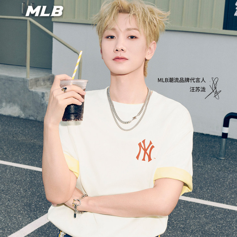 MLB短袖汪苏泷同款夏季新款男女微宽松百搭复古印花凉感T恤TSV12图片