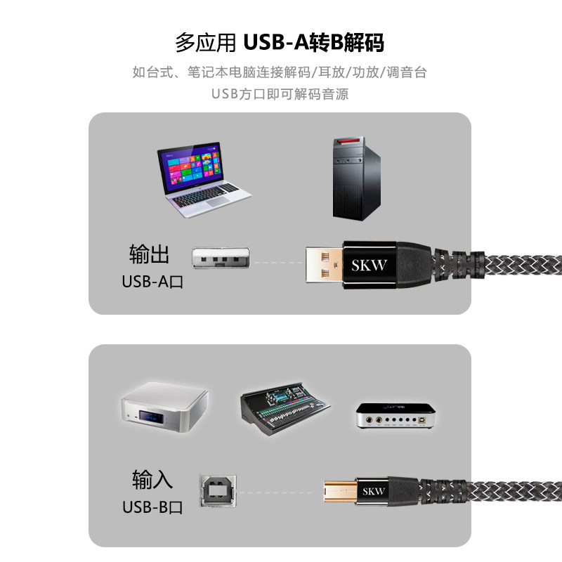 音频线usb线 dac解码发烧线 铜-B单晶A电脑声卡调音台数据线