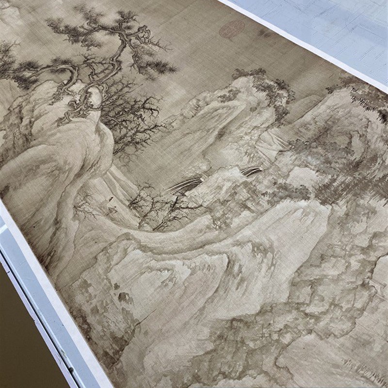 宋饰山水画王诜渔村小雪图真高复制原大迹清仿古名画临摹装代画芯