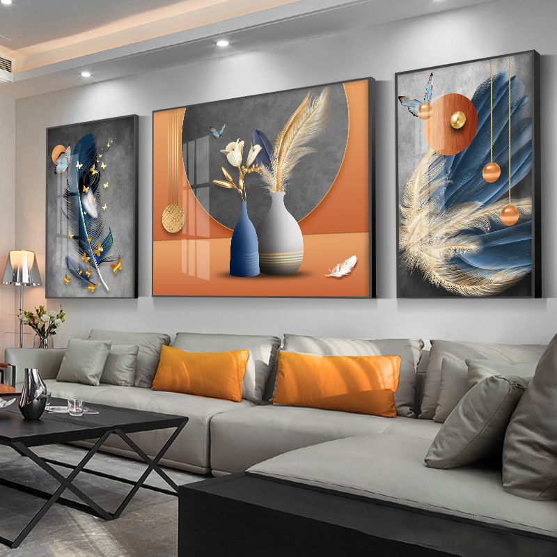 客厅背景墙装饰画沙发壁画三联画挂画电视背景墙新款2022款有框画