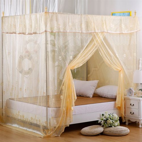 方顶老式木床1.k5m单开门传统落地加密床幔宮廷公主提花蚊帐1.8米