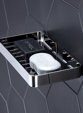 卫生间肥皂架304不锈钢免打孔大号香皂盒沥水家T用浴室壁挂置物架