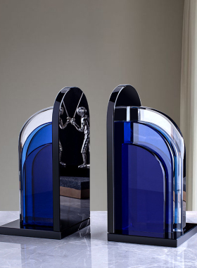 创意书挡书立蓝色书靠办公w室摆件现代简约北欧摆件装饰软装摆件