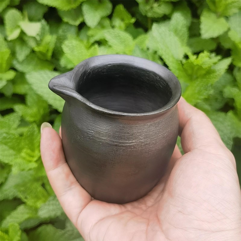 纯手工非遗传承黑陶土窑柴烧功夫茶盏主人单杯复古天然黑陶公道杯