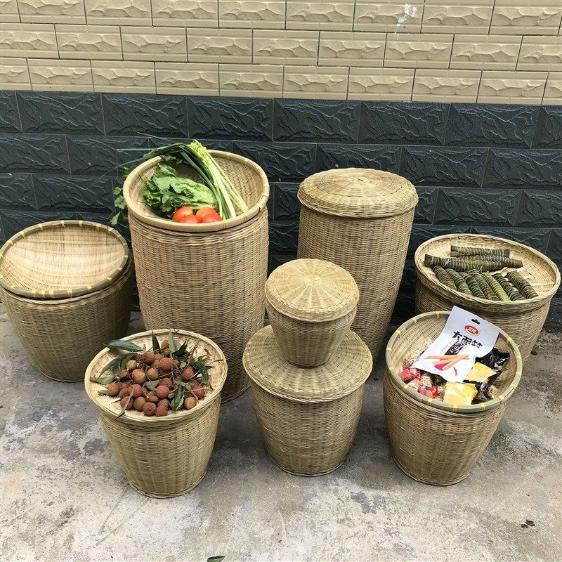 竹编茶叶篓收筐筐超市陈列展示纳地堆大号水果篮定制竹筐竹编制品