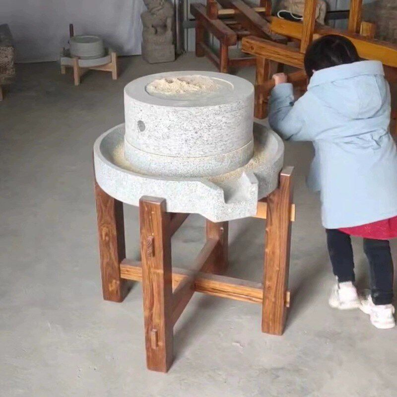 老式石碾子家用石磨手推幼儿园体验复古怀旧民宿景区公园摆件压面