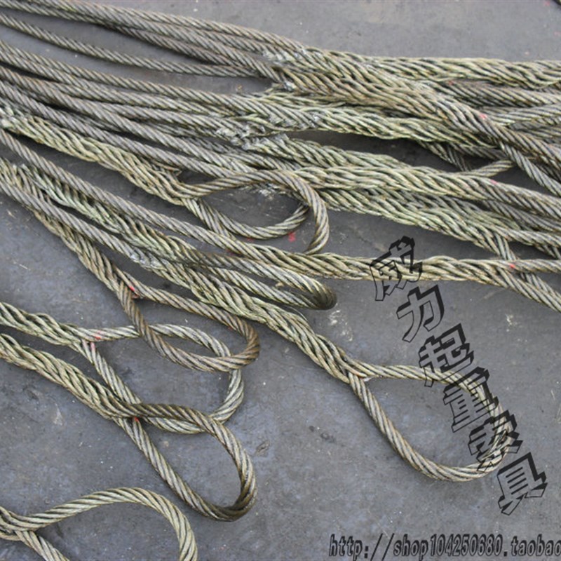 T订制 钢丝绳吊索具索头 人工编绳起重钢丝织压环索扣 3T5可8T