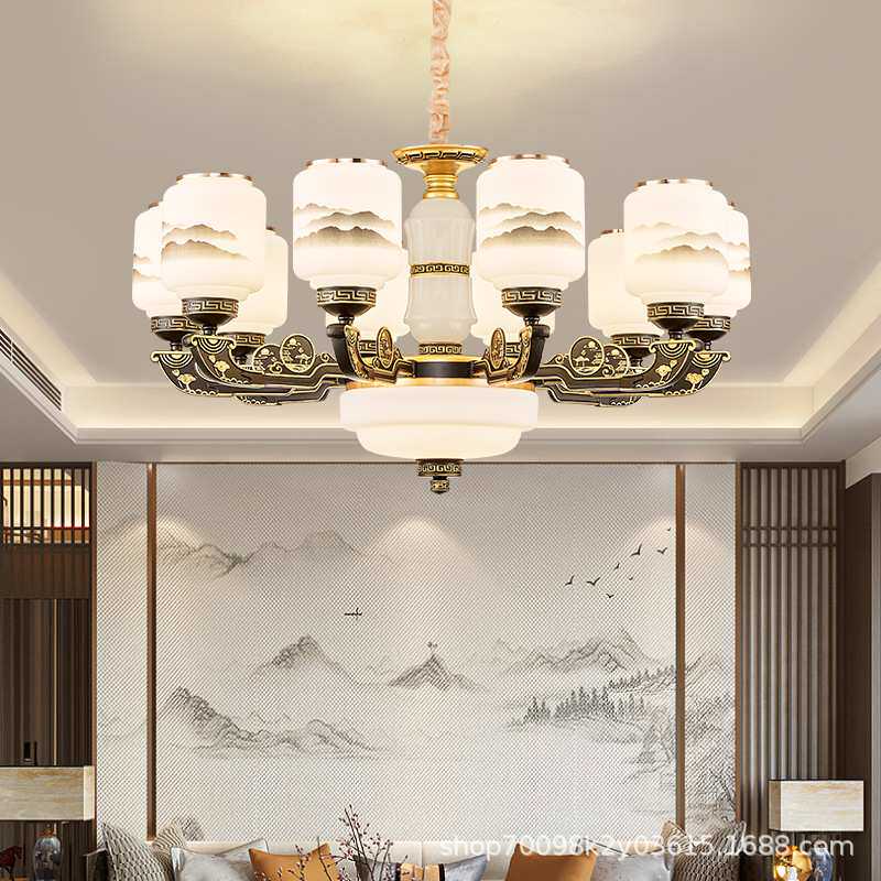 新中式吊灯客厅灯2026年新款复式楼别墅楼梯灯中国风卧室餐厅灯具