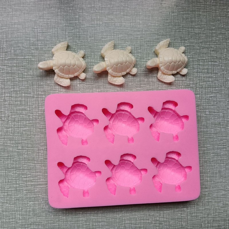 6连蛋龟海龟金钱龟动物翻糖硅糕模具diy乌胶装饰烘焙香薰石膏蜡烛