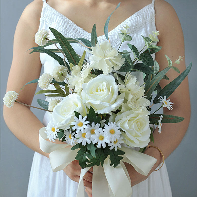 仿真花婚礼手捧花装饰结婚花束婚纱摄影新娘伴娘玫瑰假花婚庆韩式